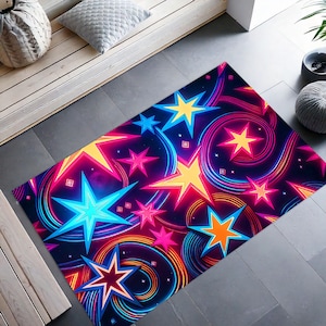 Arcade rug, arcade bar rug, star rug, arcade carpet, arcade area rug, arcade saloon rug, arcade saloon rug, retro arcade rug, arcade decor