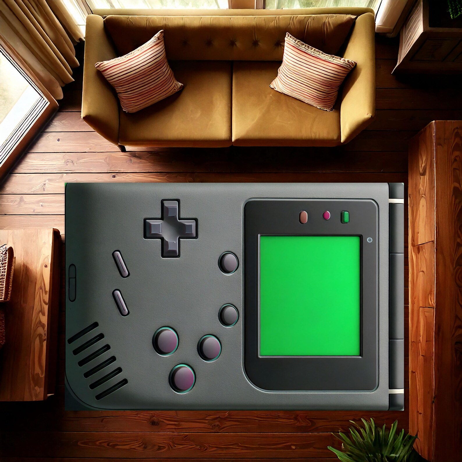 Retro Handheld Gaming Rug, Pixel Art Arcade Carpet, Classic 8-bit ...