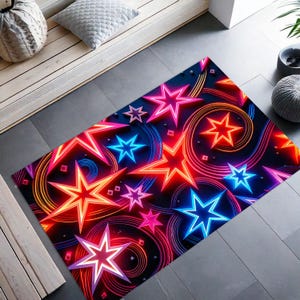Arcade rug, arcade bar rug, star rug, arcade carpet, arcade area rug, arcade saloon rug, arcade saloon rug, retro arcade rug, arcade decor