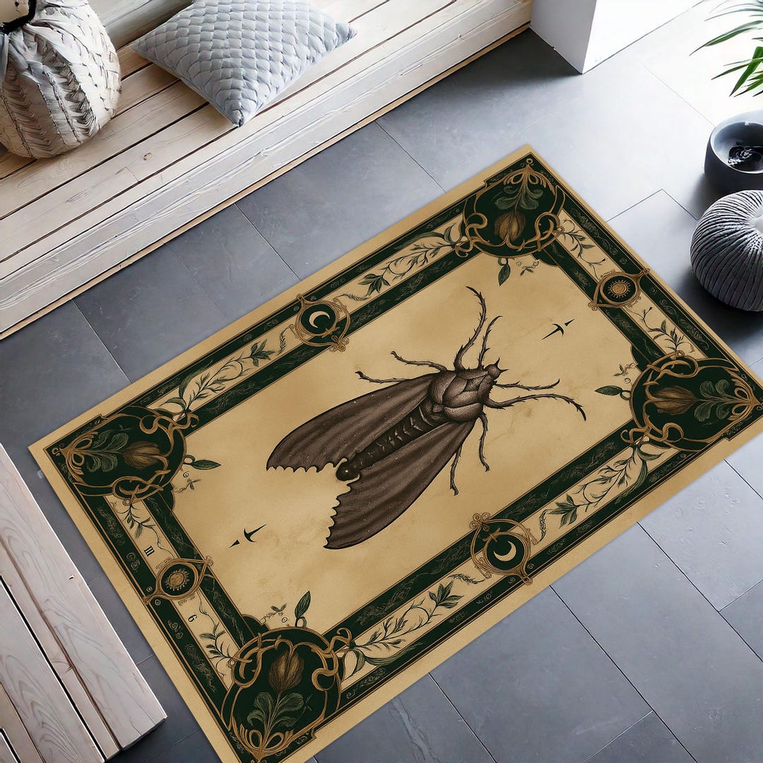 Moth Area Rug Gothic Moth Rug - Dark Victorian Insect Carpet - Occult Witchy Home ...