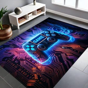 Gaming Rug for Gamers, Video Game Themed Carpet, Arcade Room Floor Mat ...
