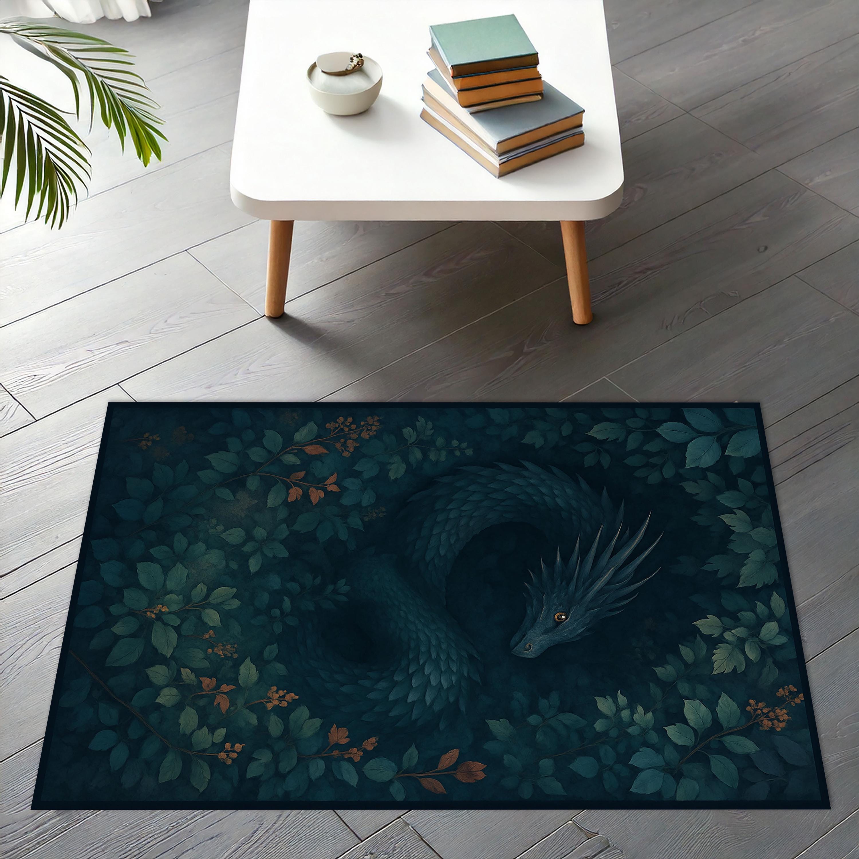 Dragon Rug - Mystical Fantasy Area Rug, Gothic Decor, Dark Academia ...