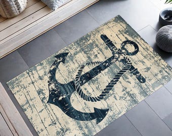 Yacht Rug, Boat Rug, Anchor Area Rug With Retro Look, Oriental