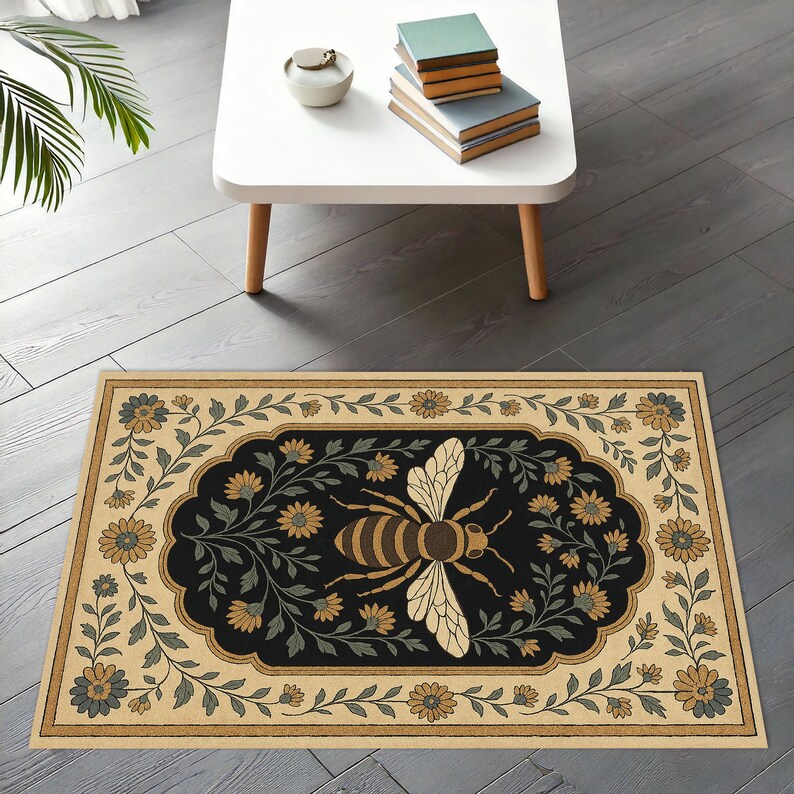 Black Beige Rug-comfortable Living-nature Inspired Rug-artistic Floor ...