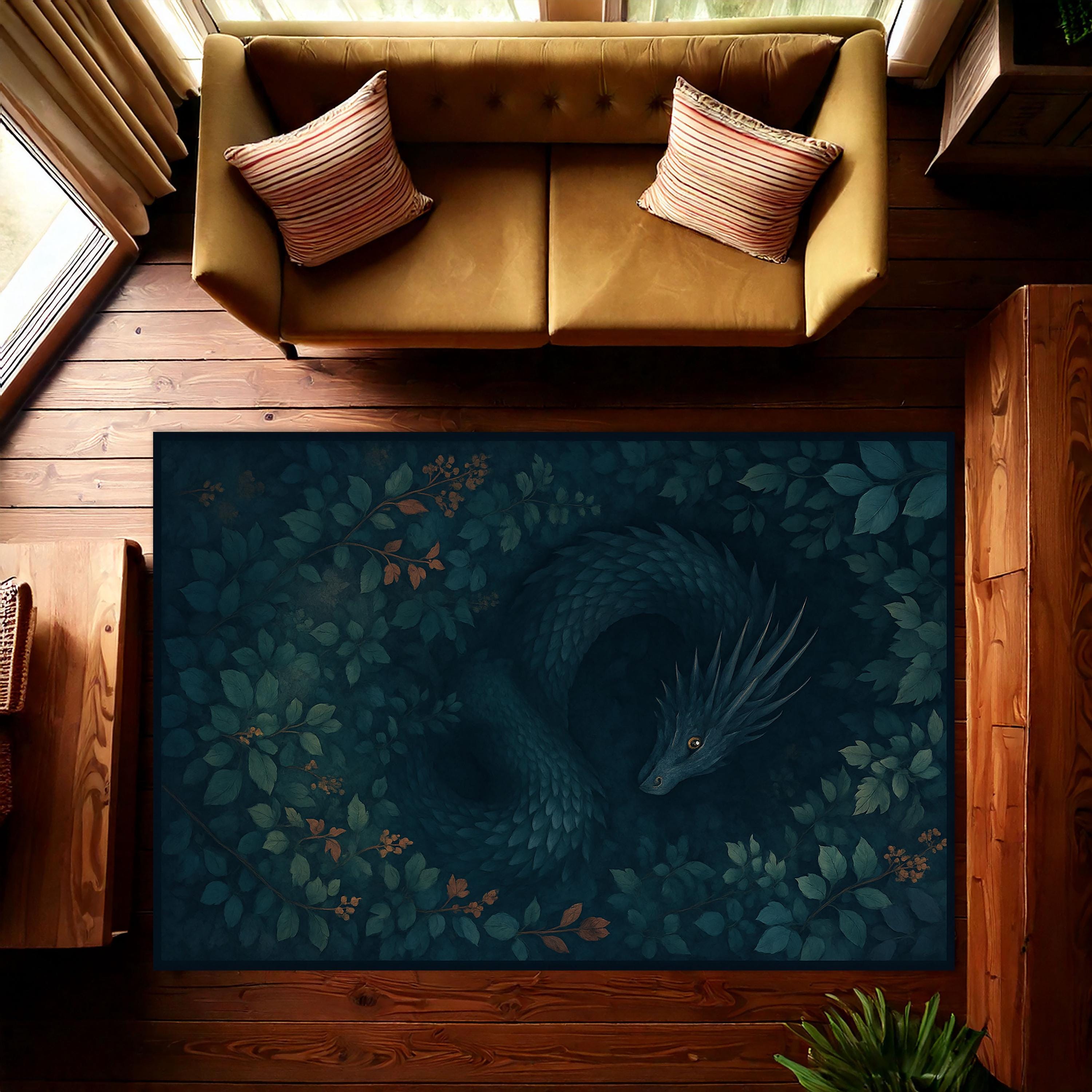 Dragon Rug - Mystical Fantasy Area Rug, Gothic Decor, Dark Academia ...
