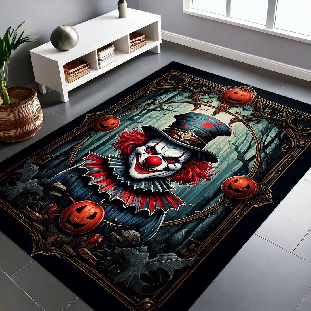 Clown Rug Gothic Clown Rug, Horror Clowncore Carpet, Spooky Halloween Circus ...