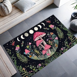 Paddenstoel badkleed, Wicca heks decor esthetiek, gothic badkamer, donkere cottagecore decor, groene heks decor, donkere academische wereld