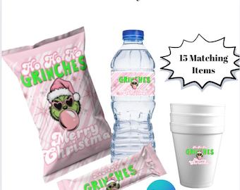 Grinchmas Party Favors Bundle | Editable Canva Templates | Instant Download