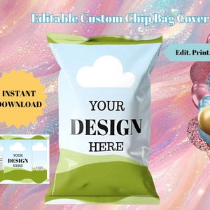 Sjabloon voor gepersonaliseerde chipszakjes – Fotofeestcadeautjes, Canva-ontwerp (digitale download)
