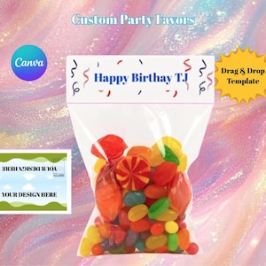 Plantilla editable para decorar bolsas de golosinas: descarga inmediata