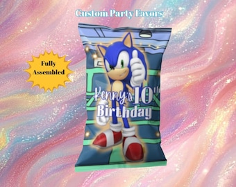 Sonic Party Chip Bag Covers | Custom Birthday Favors