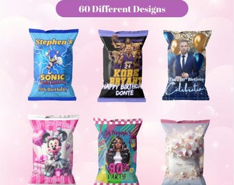 Editable Birthday Chip Bag Templates  – Instant Download | 60 Canva Templates