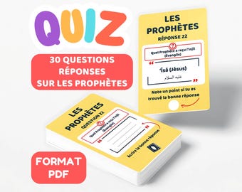 30 Quizz Cards Prophets Islam for Children in French, Muslim Education, PDF to print, Islamic Religion, Islam Games for Children Quran