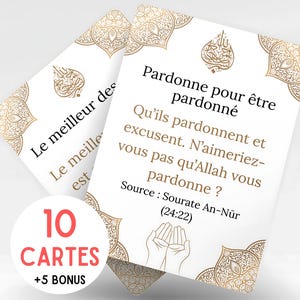 10 Cartes Rappel Islam Comportement à Imprimer Arabe Français, Éducation Musulmane Dhikr Citation Croyance islamique, Spiritualité Coranique