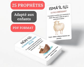 25 Prophets Islam French PDF Format, Muslim Education, History of the Prophets, Islamic Flashcards, Gift for Muslim, Quran