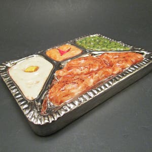 Handmade Ceramic Art Tile, Retro TV Dinner Ceramic Wall Art, Handmade Tile, This Tile Is Made To Order image 3