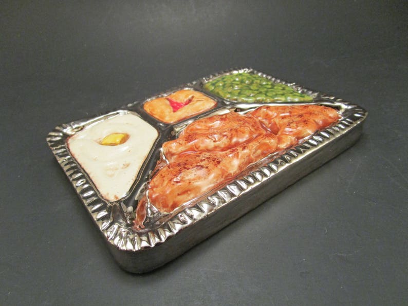 Handmade Ceramic Art Tile, Retro TV Dinner Ceramic Wall Art, Handmade Tile, This Tile Is Made To Order image 3