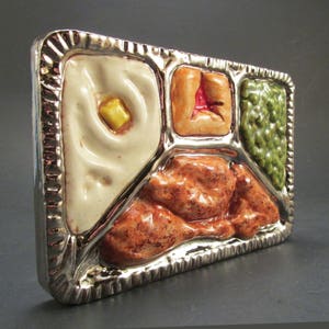 Handmade Ceramic Art Tile, Retro TV Dinner Ceramic Wall Art, Handmade Tile, This Tile Is Made To Order image 2