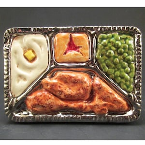 Handmade Ceramic Art Tile, Retro TV Dinner Ceramic Wall Art, Handmade Tile, This Tile Is Made To Order image 1