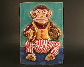 Retro MONKEY PLAYING CYMBALS Ceramic 
