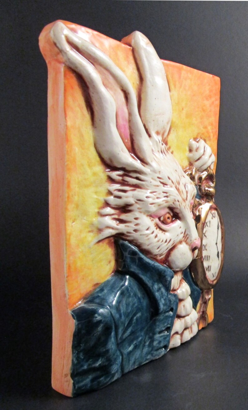 Ceramic Art Tile ALICE in WONDERLAND White Rabbit Handmade Etsy