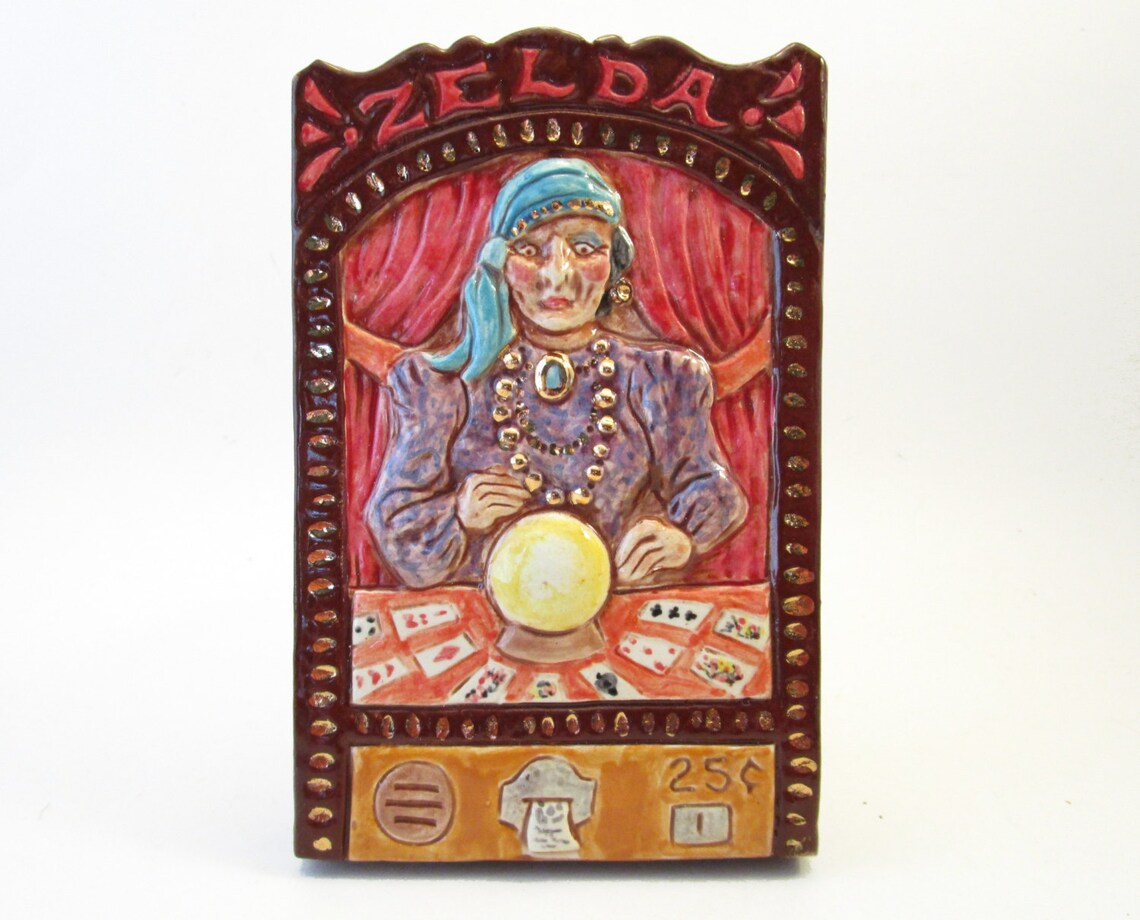 Ceramic Art Tile ZELDA FORTUNE TELLER Machine Arcade Game 4 Etsy