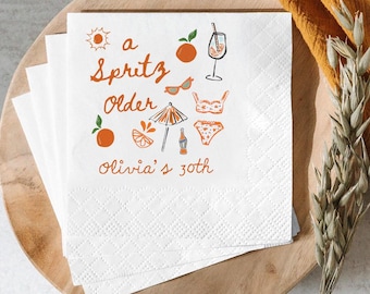 Personalized A Spritz Older Napkins, Custom 30th Birthday Napkins, Napkins For Party Table Decor, Birthday Party Napkins, Cocktail Napkins