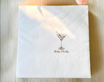 Tovaglioli per il compleanno "Dirty Thirty A Tini Bit Older", tovaglioli da cocktail personalizzati, tovaglioli per feste di compleanno personalizzati, tovaglioli per decorazioni per feste