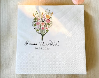 Personalised Wedding Party Napkins, Custom Bridal Shower Napkins, Personalised Wedding Table Decor, Custom Wedding Cocktail Napkins