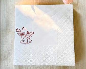 Custom That&#39;s Amore Napkins, Italian Bachelorette with Cherry Martini Napkins, Personalized Bach Party Napkins, Bridal Shower Napkins