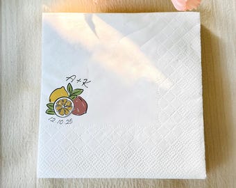 Custom Farmers Market Theme Napkins, Birthday Napkins, Bachelorette Napkins, Night Before Rehearsal Napkins, Engagement Party Napkins