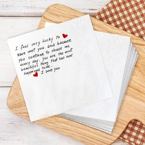 Personalized Love Note Napkins, Custom Handwritten Note Paper Napkins, Printed Wedding Cocktail Napkins, Personalized Party Napkins