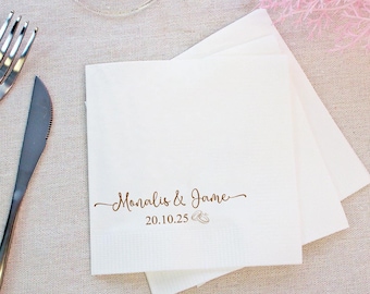 Custom Wedding Napkins With Name, Personalized Wedding Party Napkins, Engagement Party Napkins Decor, Custom Wedding Cocktail Napkins