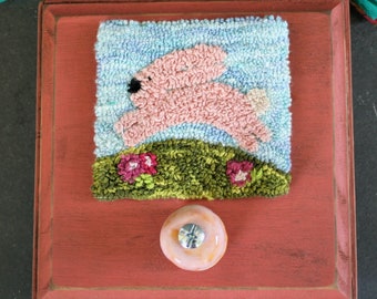 Happy Spring Rabbit Punchneedle Embroidery Pattern PDF