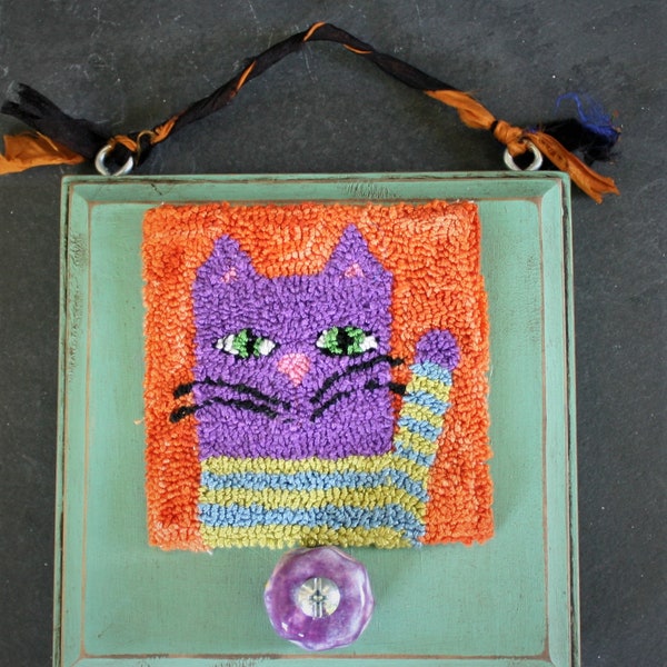 Striped Cat Punchneedle Embroidery Pattern
