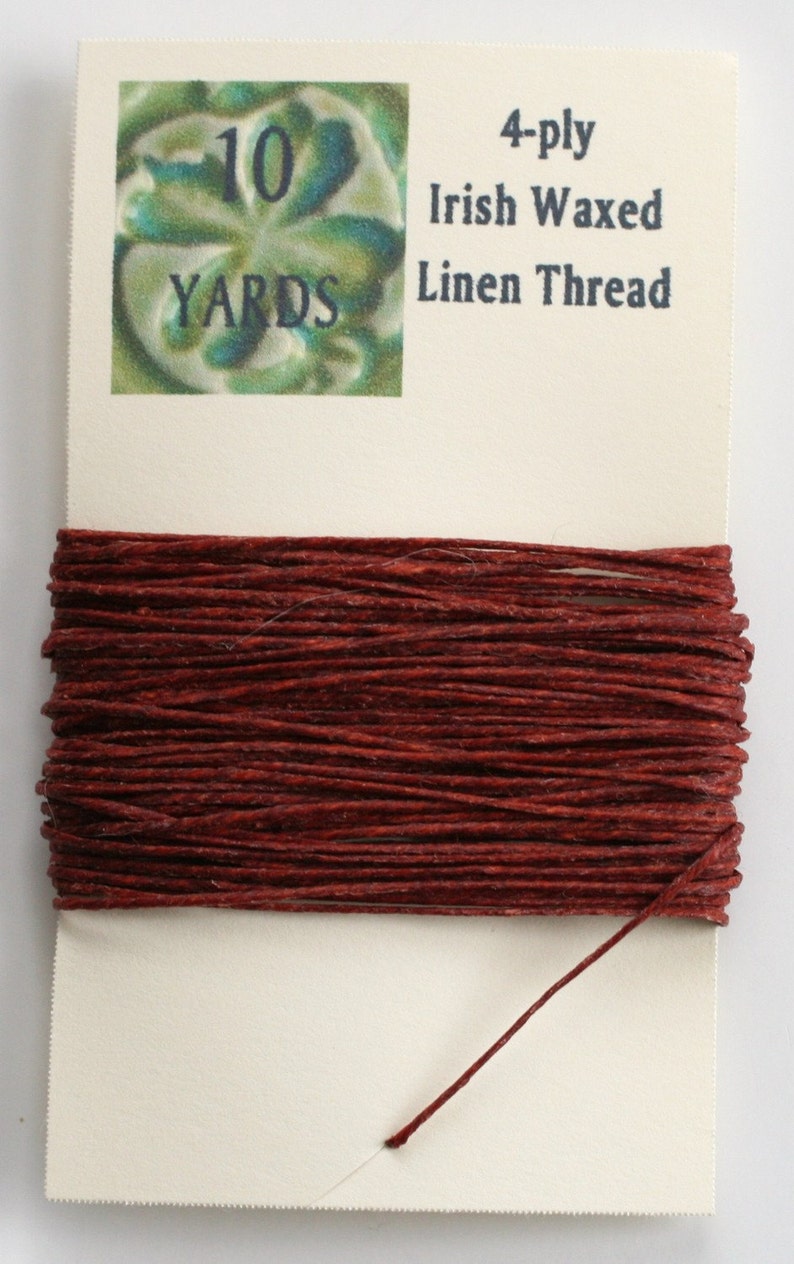 10 Yards Dark Rust 4 ply Irish Waxed Linen Thread image 1