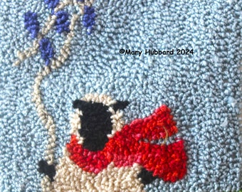 Kite Flying Sheep Punch Needle Embroidery Pattern