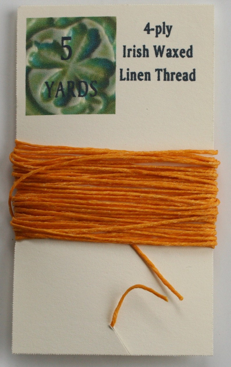 5 Yards Gold 4 ply Irish Waxed Linen Thread image 1