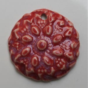 Handcrafted Ceramic Red Porcelain Floral Pendant PEN1781017
