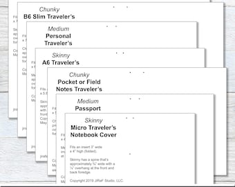 TN Cover Digital Templates: 12 Sizes, 3 Spine Widths - Easy to DIY Traveler's Notebook Cover - From Micro to Composition