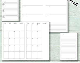 Planner Insert B6 Slim Quarterly Week on 2 Pages (Monday Start) Month on 2 Pages (Sunday Start) Digital Instant Download