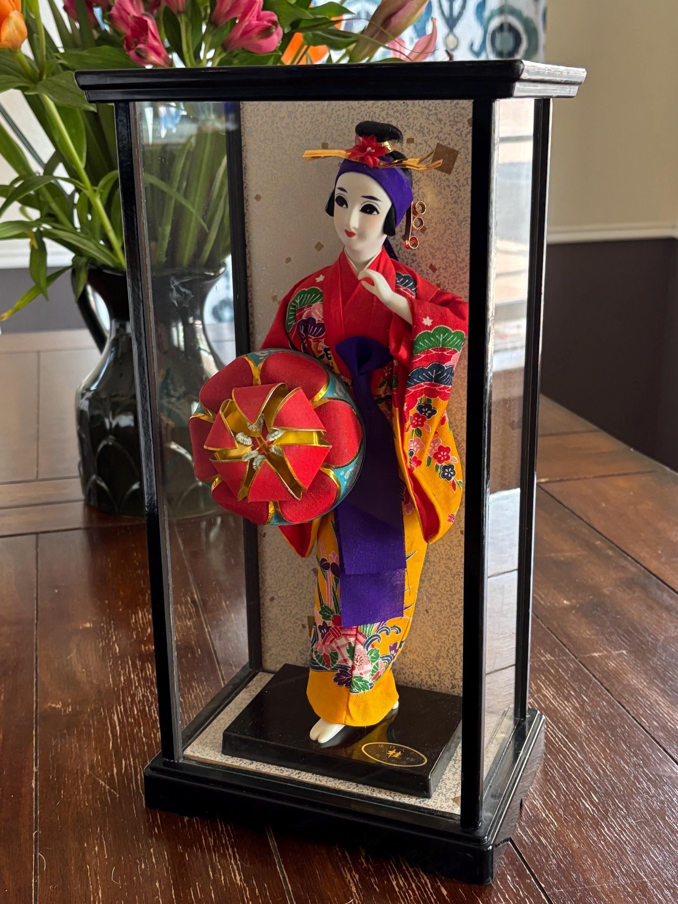 Geisha Doll in Glass Case