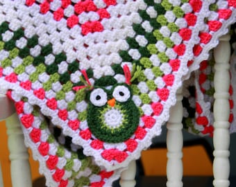 Crocheted Owl Baby Blanket-Crib Blanket