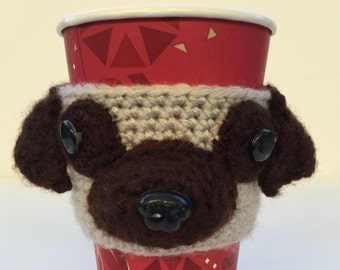 Pug Cup Cozy, Coffee Cozy, Dog Cozy