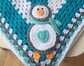 Penguin Baby Blanket, Crib Blanket, Stroller Blanket, FREE SHIPPING