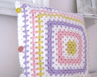 Lizbeth...Crochet Retro Pillow Cover- Made To Order