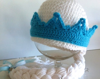 Frozen's Elsa Inspired Hat with Braid, Elsa's Crown With Braid, Children's Christmas Hat,  Turquoise Crown