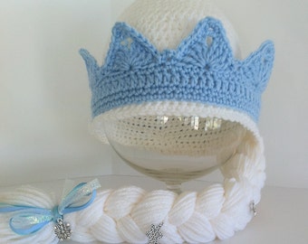 Frozen's Elsa Inspired Hat with Braid, Elsa's Crown With Braid, Children's Christmas Hat, Made To Order