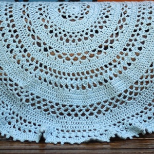 Round Blue Lacy Baby Blanket,  Throw, Crib Blanket