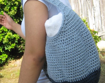 Beach and City Bag in Denim Crochet - READY TO SHIP